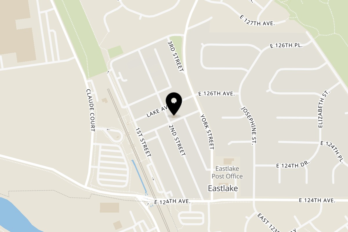 Map showing the location of Tikka and Grill on 2252 Lake Ave in Thornton